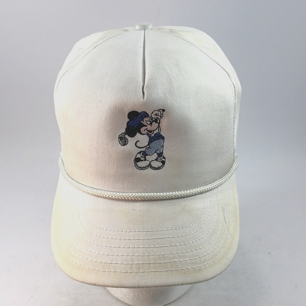 Vintage Mickey Mouse Golf Hat Cap Strap Back Disney Pro Collection Rope Brim
